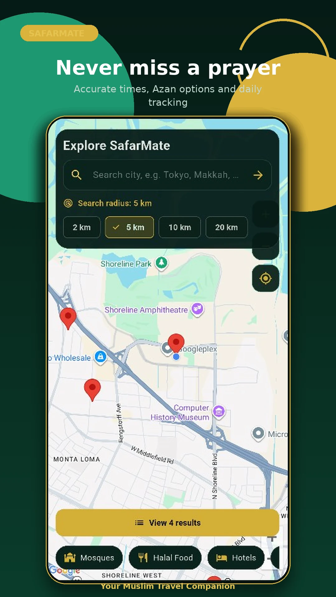 SafarMate nearby map view