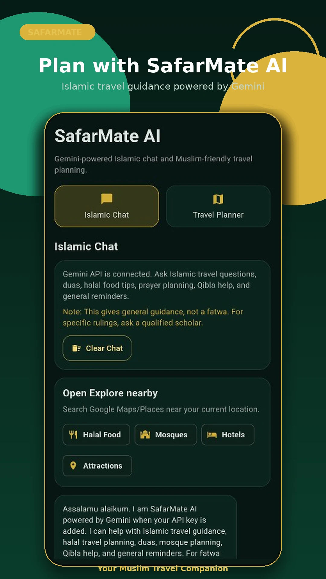 SafarMate AI Islamic travel guidance